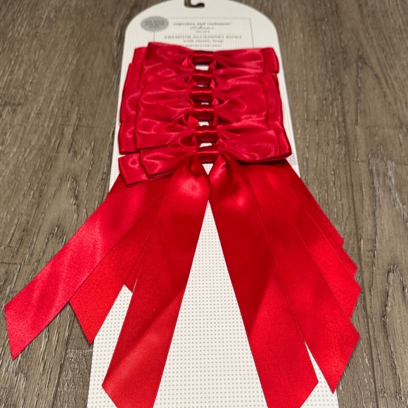 Cupcakes & Cashmere Red Satin Holiday Decor Bows - Set of 6 - Picture 4 of 7